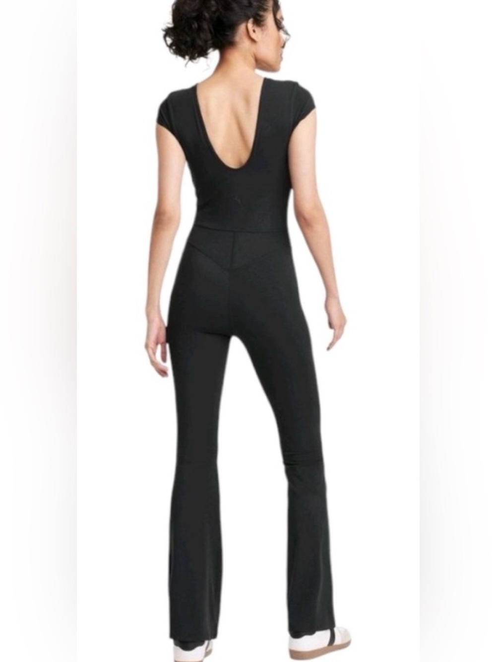 JoyLab Black Cap-Sleeve Flare, Low Back Jumpsuit - Picture 5 of 6